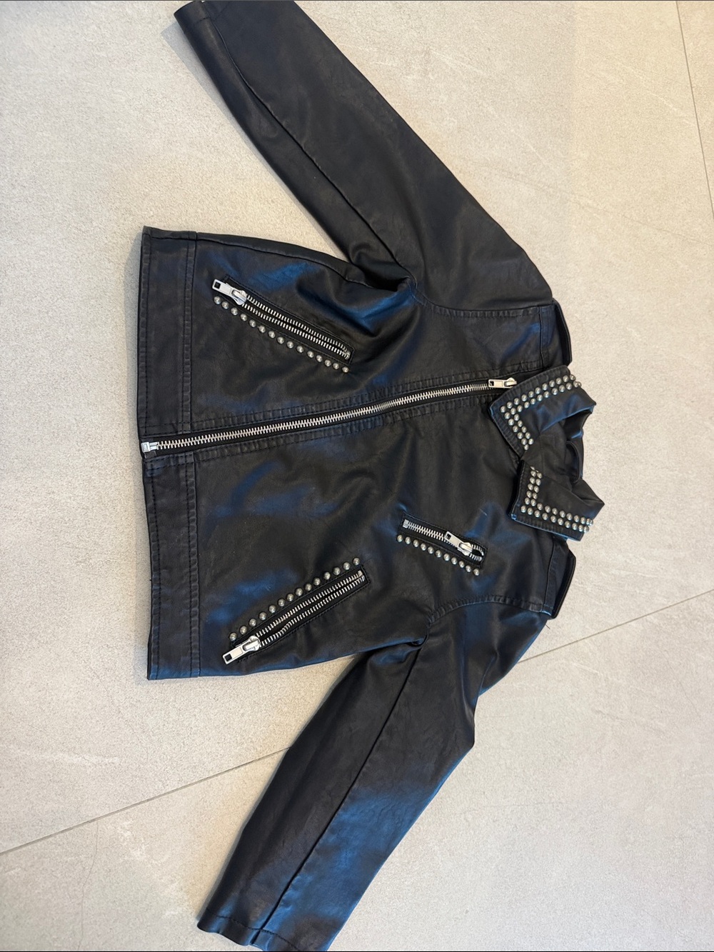 Kiss Black Studded Faux Leather Kids Jacket